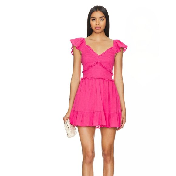 LoveShackFancy Ivella Smocked Mini Dress NWT - Size L - Picture 9 of 11